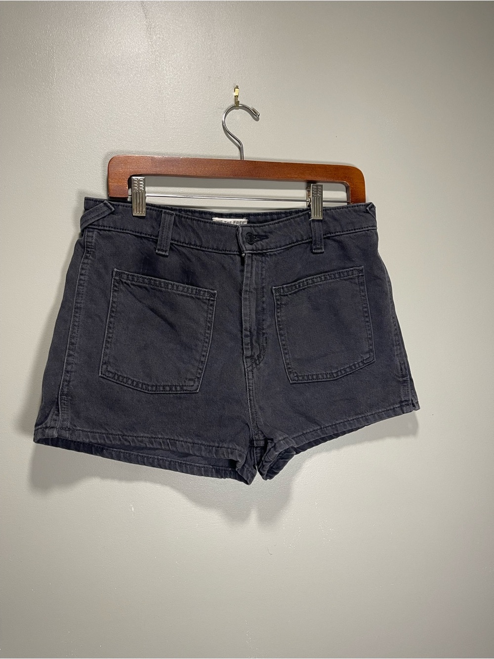 We The Free Black High-Rise Patch Pocket Denim Shorts